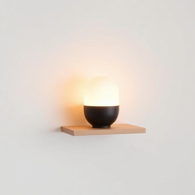Matte keramische wandlamp op een plank